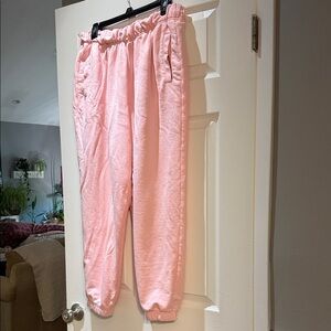 aerie women’s Light Pink Fleece Joggers (worn once)